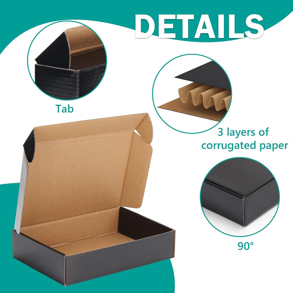 40 Pack 9x6x2 Shipping Boxes for Small Business, Black Packaging Cardboard Boxes, Moving Mailing Packing Box