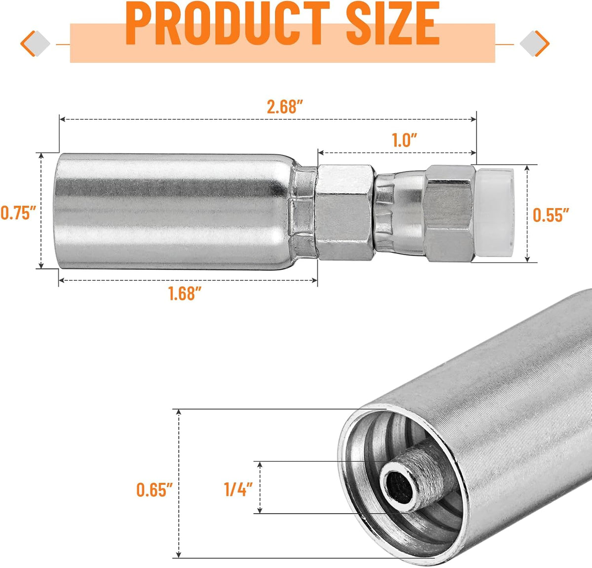 12 Pack Hydraulic Hose Fittings: 1/4" I.D. Hose x 1/4" JIC Female