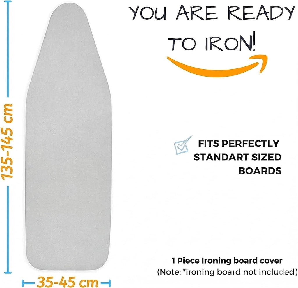 Ironing Board Cover and Pad Standard Size Silicone Coated 4 Layers 15x54 inch Extra Heavy Duty Thick Padding, Heat