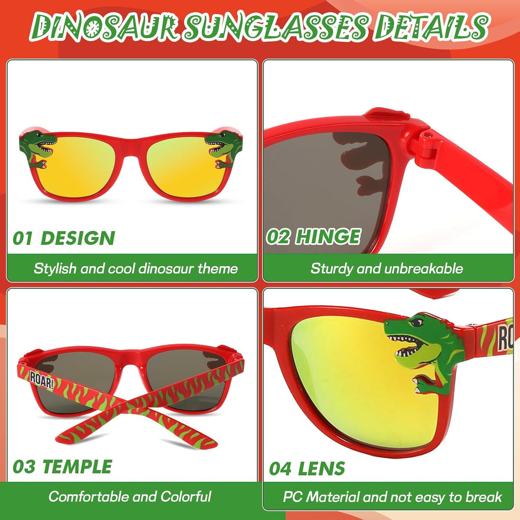 Kids Sunglasses Boys Girls, Dinasour Boys Sunglasses Age 3-10Y, Toddler Childrens Sun Glasses UV Protection with Pouch
