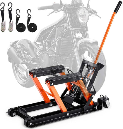 Hydraulic Motorcycle Lift Jack 1500 LBS Capacity ATV Scissor Lift Jack Portable Motorcycle Lift Table with 4 Wheels