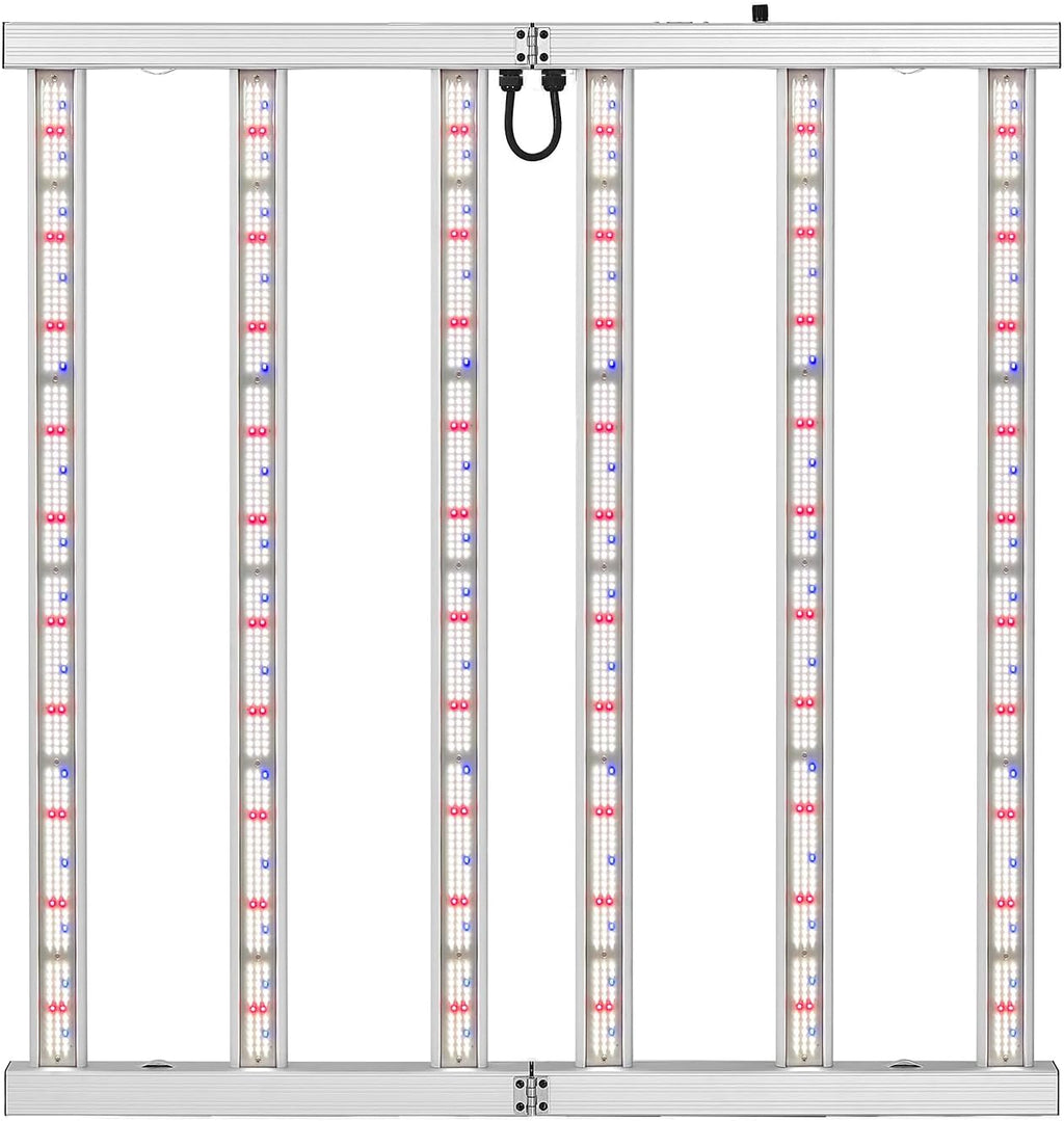 600W LED Grow Lights for Indoor Plants Full Spectrum, Foldable Growing Lamp, 4x4ft Coverage, 6 Bar Diodes Dimmable