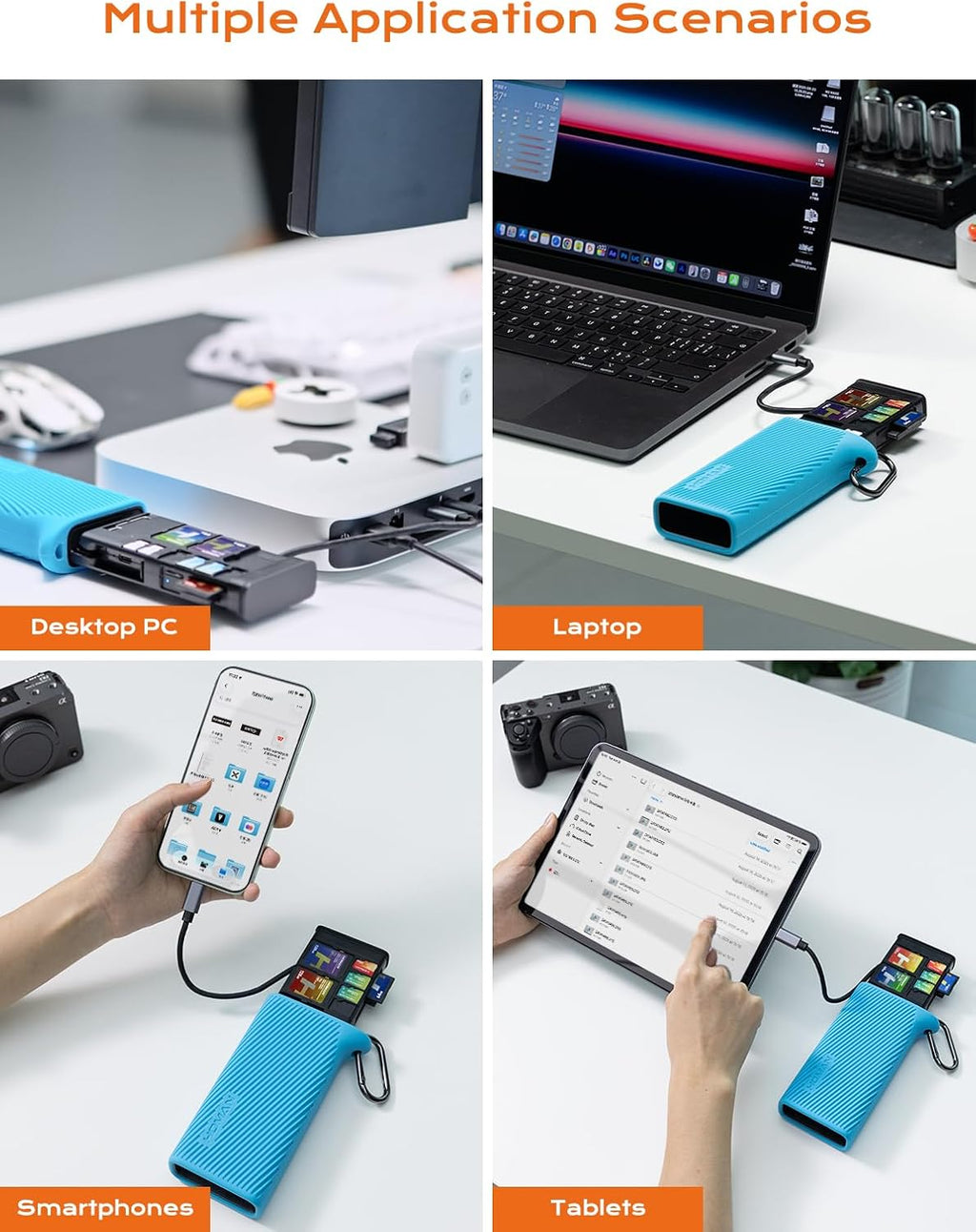 CFexpress Type B & SD Card Reader,USB3.2 Gen 2 10Gbps,Triple-Slot Simultaneous Read Universal CF Card Reader (SD &