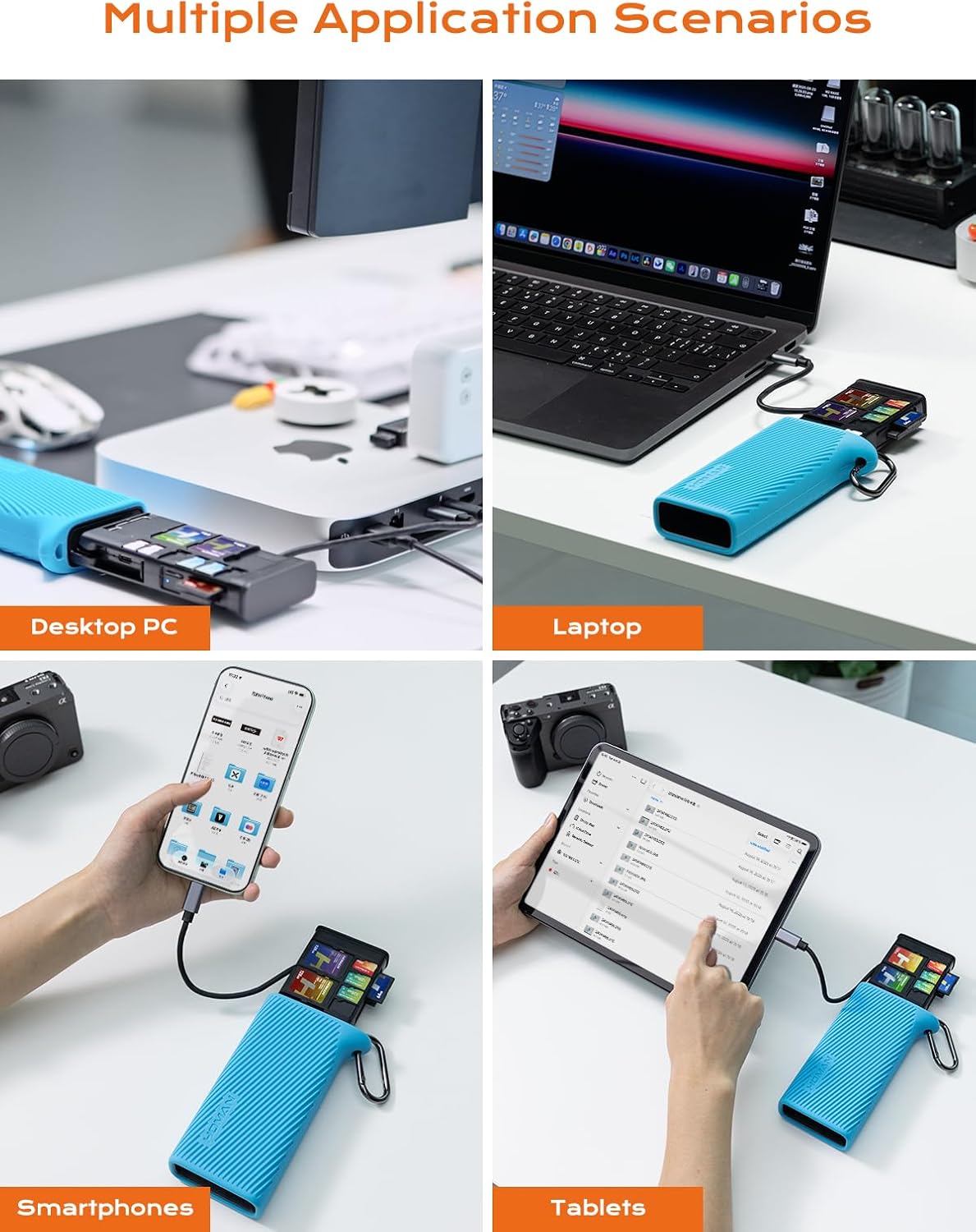 CFexpress Type B & SD Card Reader,USB3.2 Gen 2 10Gbps,Triple-Slot Simultaneous Read Universal CF Card Reader (SD &