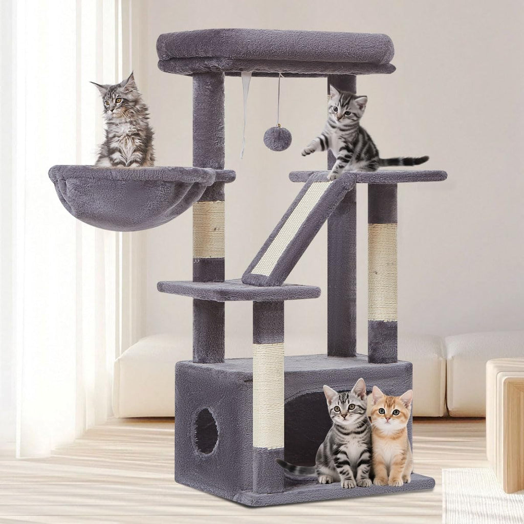 Cat Tree,38.5-Inch Cat Tower for Indoor Cats,Suitable for Kittens with Luxurious cat condo, Adjustable Baskets and