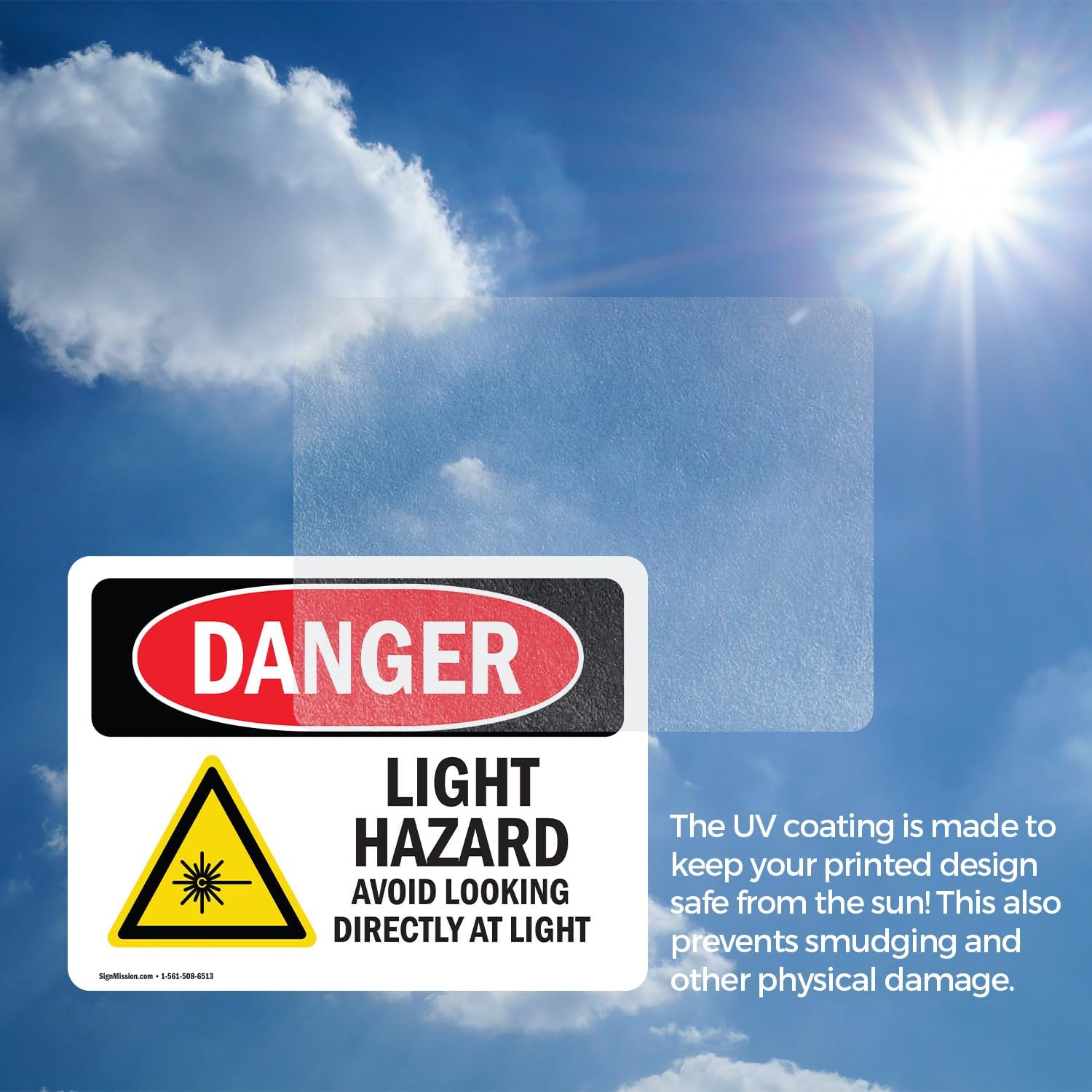 (2 Pack) UV Light Hazard Avoid Looking OSHA Danger Sign 10 Inch X 7 Inch Vinyl Label Decal Sticker Weather Resistant