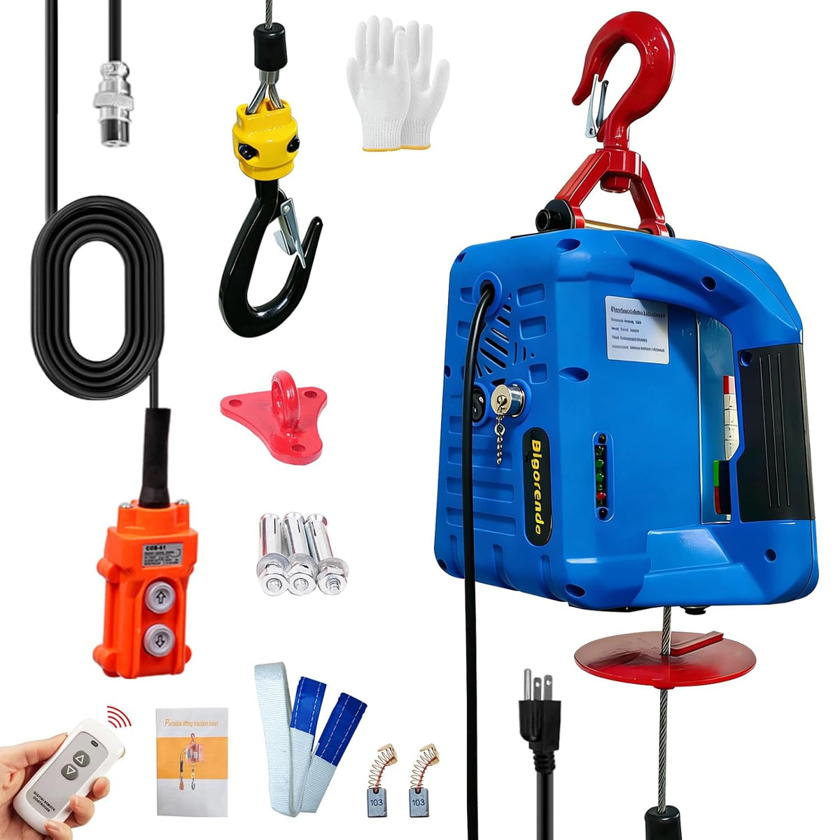 3-in-1 Electric Hoist Winch,1500lb Capacity
