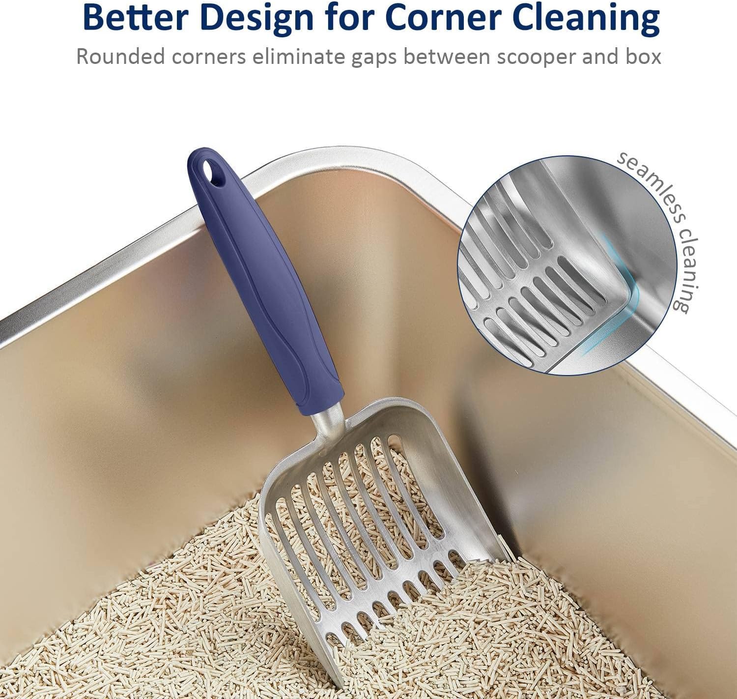 Cat Litter Scoop, Aluminum Alloy Sifter, Kitty Metal Scooper, Deep Shovel, Long Handle, Poop Sifting, Kitten Pooper