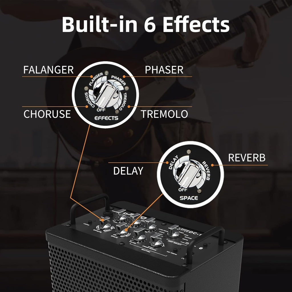 15W Portable Guitar Amp Combo | 9 Preamp Models + Looper, Drum Machine, Modulation, Delay & Reverb | Rechargeable