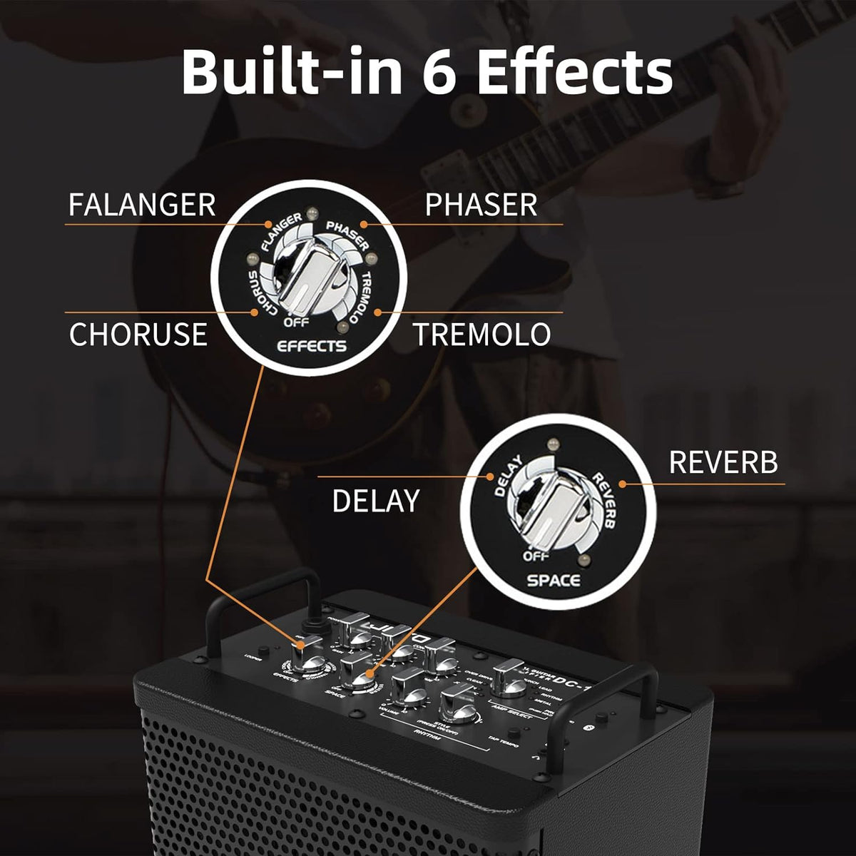 15W Portable Guitar Amp Combo | 9 Preamp Models + Looper, Drum Machine, Modulation, Delay & Reverb | Rechargeable