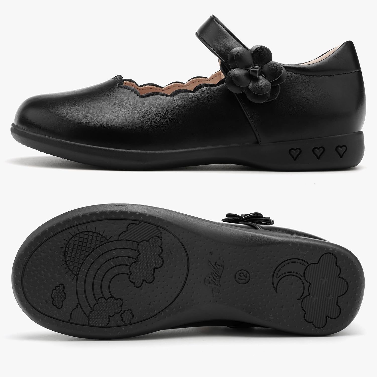 Girls Mary Jane Shoes School Uniform Flats Dress Shoes Oxford Church Music Recitals(Little/Big Kids) | Flower detail