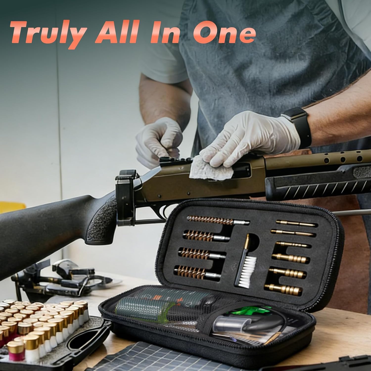 Gun Cleaning Kit 9mm,.22,.357,.38,.45 with Gun Oil 1 oz. & CLP Cleaner Lubricant 2 oz. Handgun Shotgun Rifle and