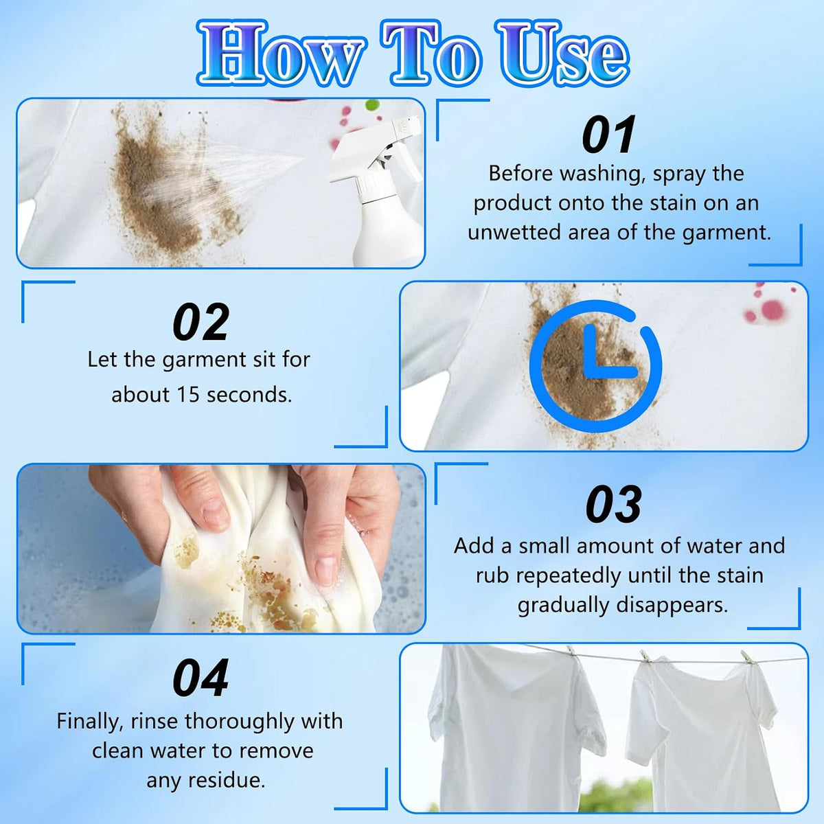 Clothing Emulsifier Stain Remover, Non-Ionic Laundry Pre-Treatment, Stain Remover for Clothes, Portable Dry Cleaning