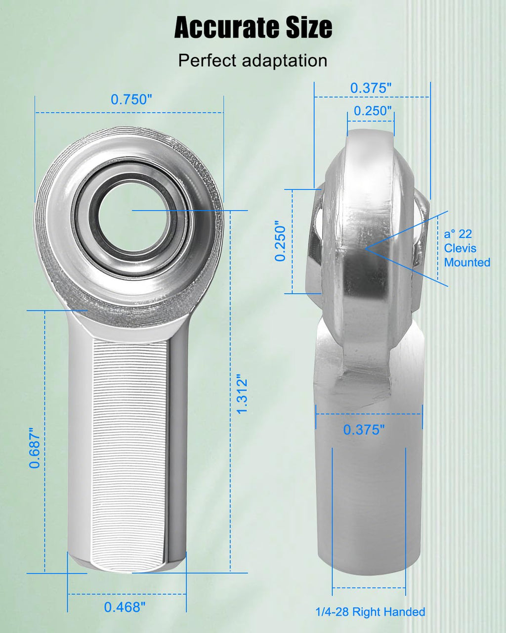 4PCS RH 1/4 x 1/4-28 Heim Joint Rod End Kit Fit for Hydraulic Cylinders