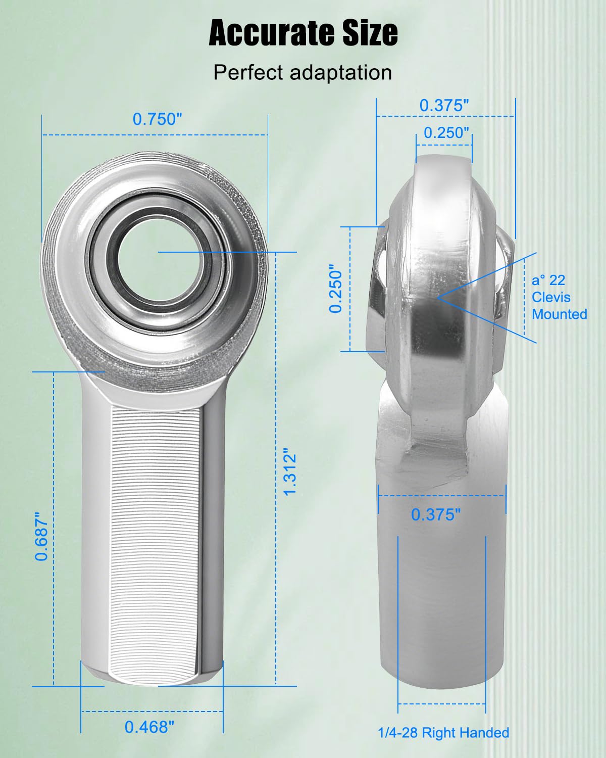 4PCS RH 1/4 x 1/4-28 Heim Joint Rod End Kit Fit for Hydraulic Cylinders