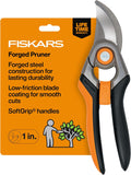 Bypass Pruning Shears, 1" Cut Capacity Gardening Scissors, Forged Steel Replaceable Blade, SoftGrip Handle Garden