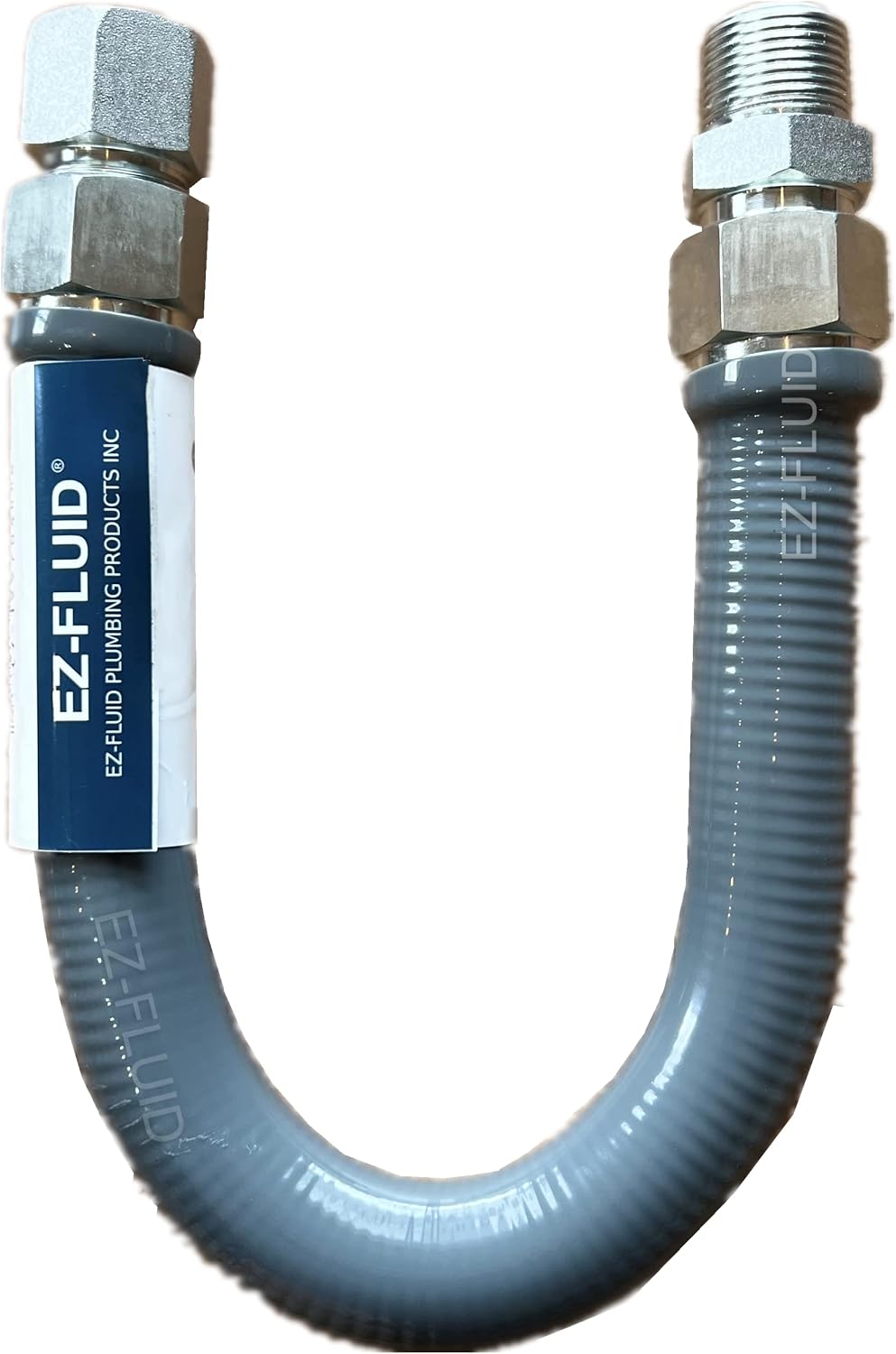 EZ-Fluid (2) 48-Inch (1"OD) 3/4"MIP x 3/4"FIP High Flow Full Port Appliance Gas Connector, PVC Coated Gas Flexible Line, Stainless Steel, High Btu, Gas Connector Hose Supply, Indoor, Outdoor