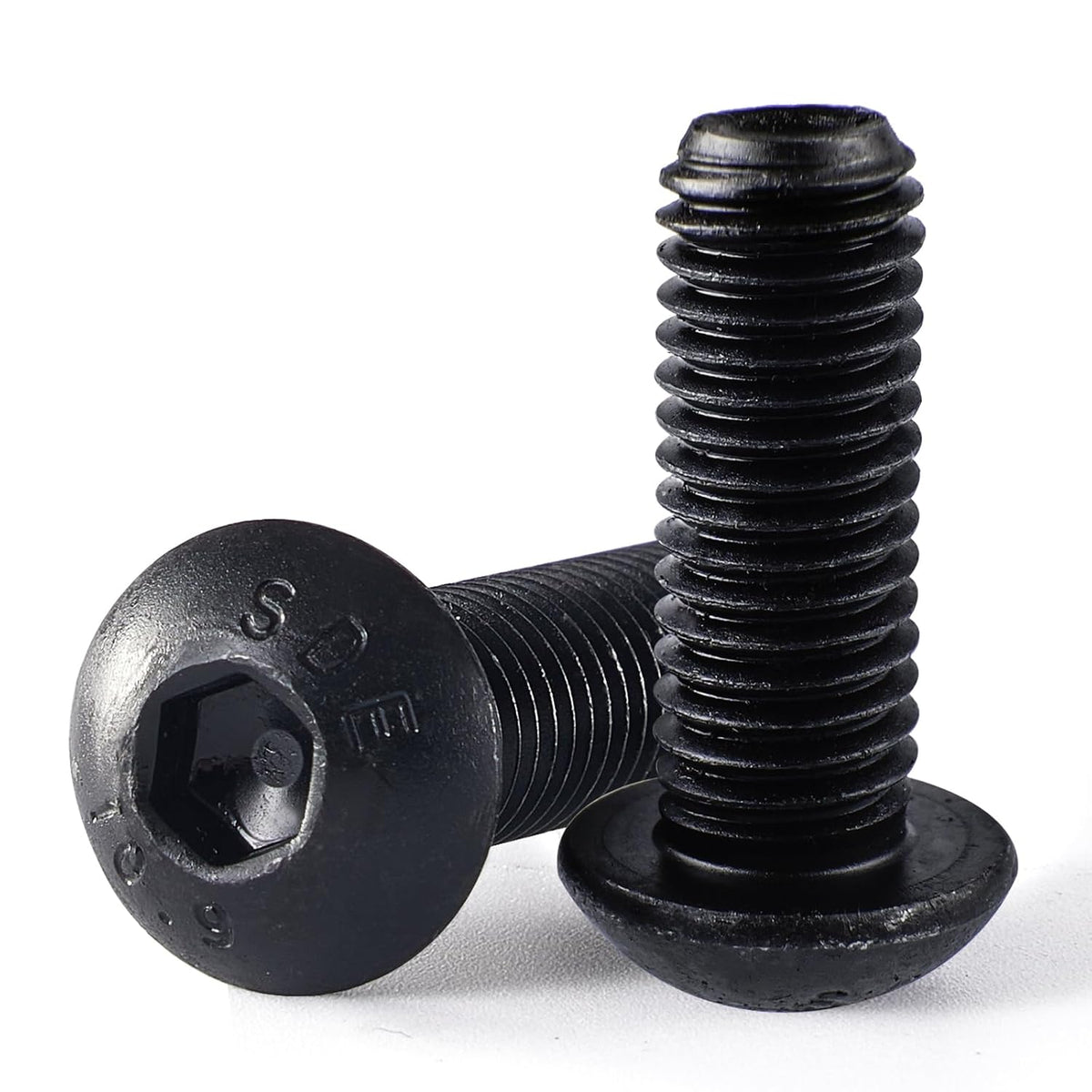 M12-1.75 x 20mm 6pcs Button Head Socket Cap Screws, M12 x 1.75 Bolts, 10.9 Grade Alloy Steel, Black Oxide Finish, Metric Allen Drive, Full Thread