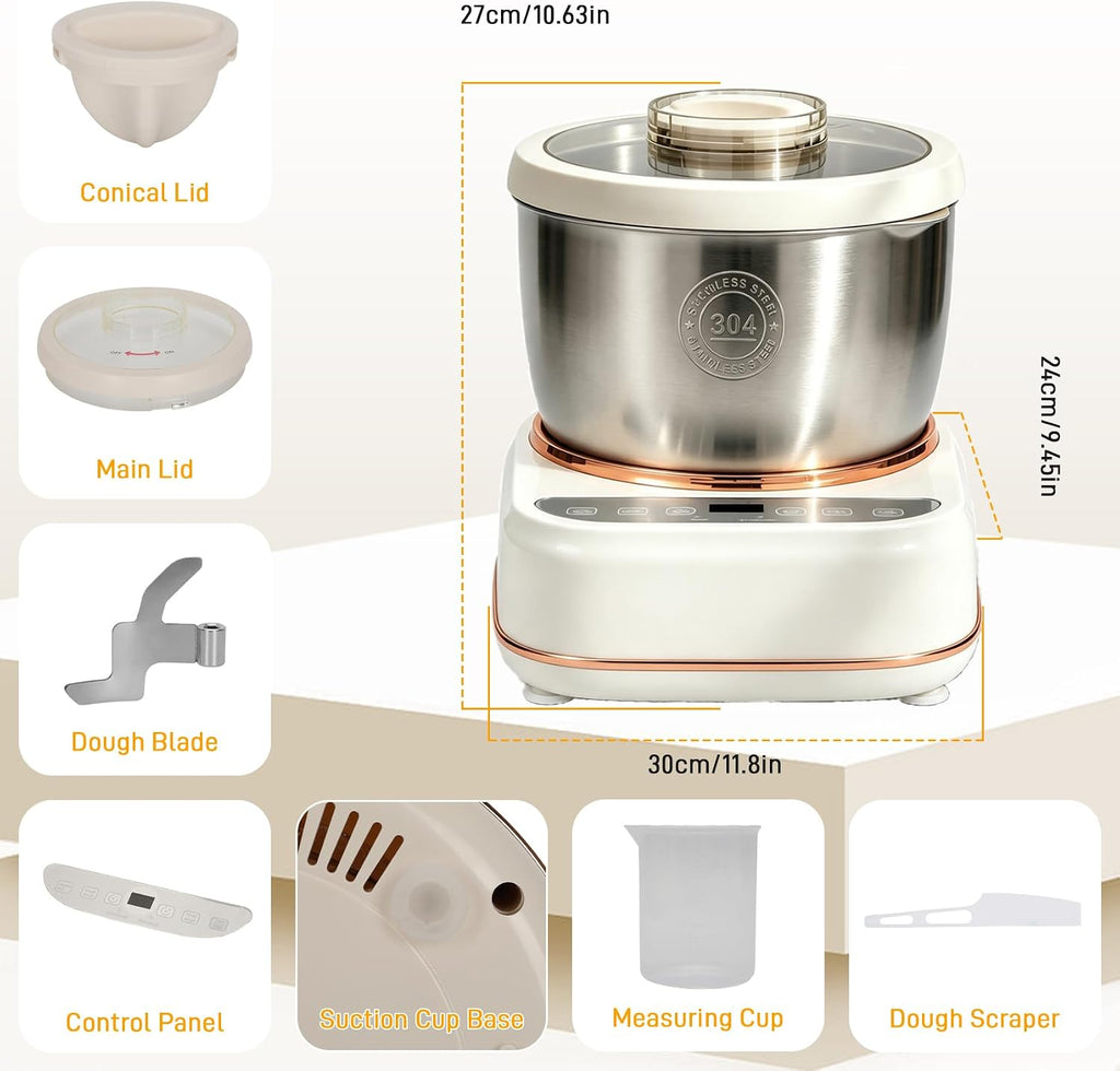 7.4QT Electric Dough Mixer with Ferment Function, Large Capacity Dough Maker Machine, 304 Stainless Steel