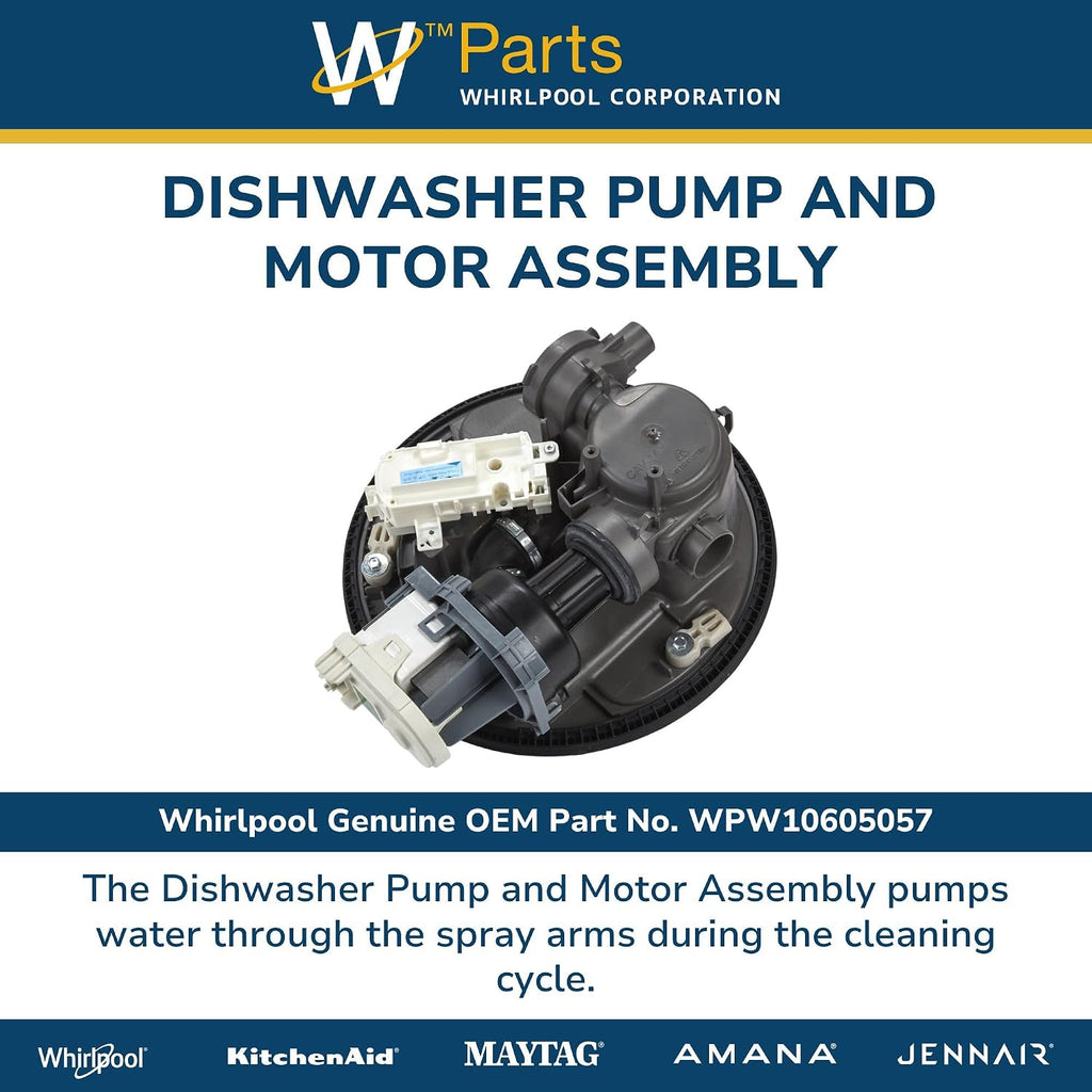 Whirlpool WPW10605057 Dishwasher Pump and Motor Assembly