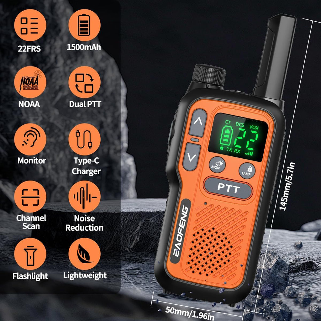 Walkie Talkies Long Range for Adults,Rechargeable Walkie Talkies FRS NOAA Family Emergency Walky Talky,Portable 2 Way