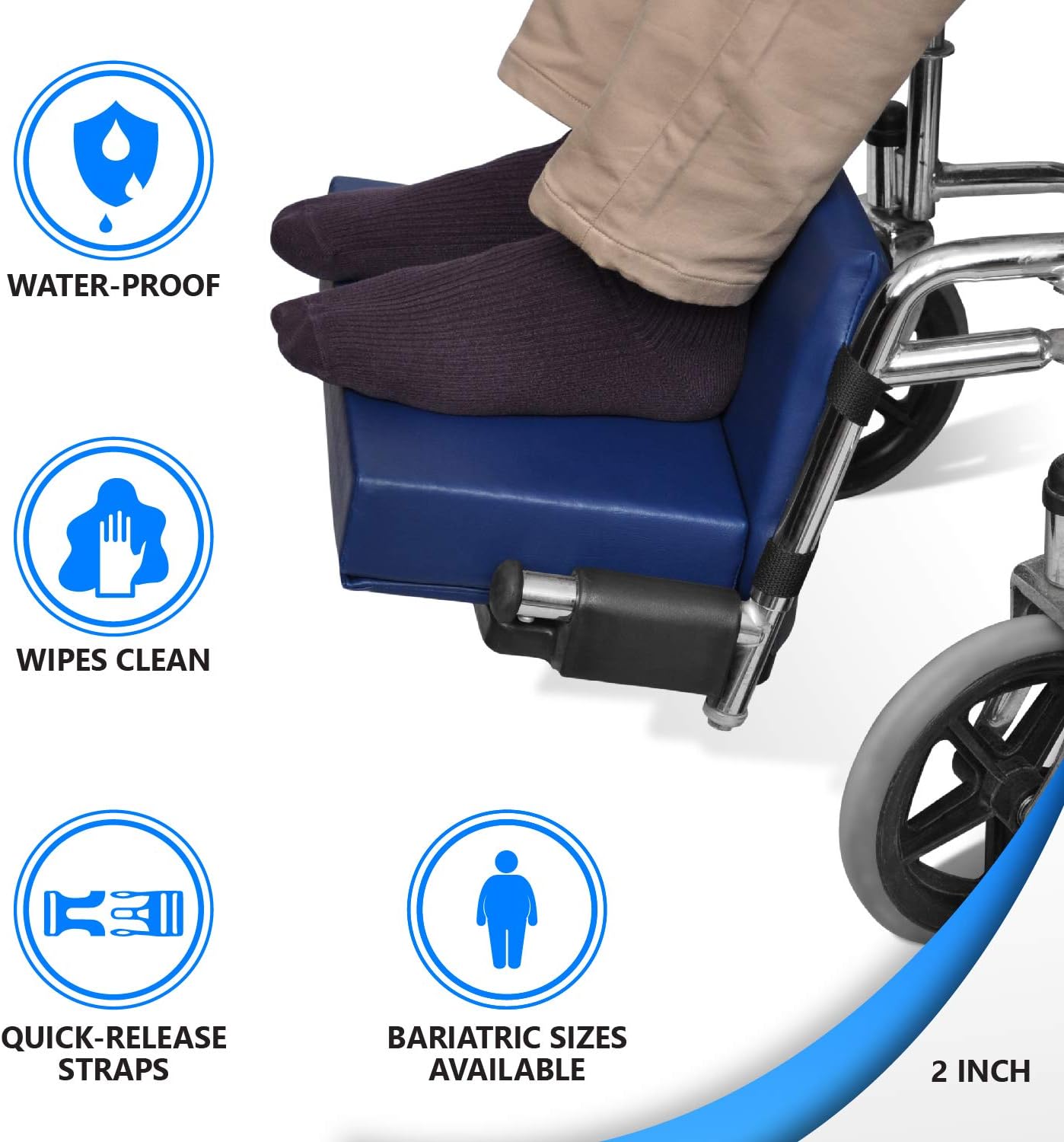Wheelchair Foot-Rest Extender Elevating Pad - Leg Cushion Protector | Secures Easily with Quick-Release Strap Seat