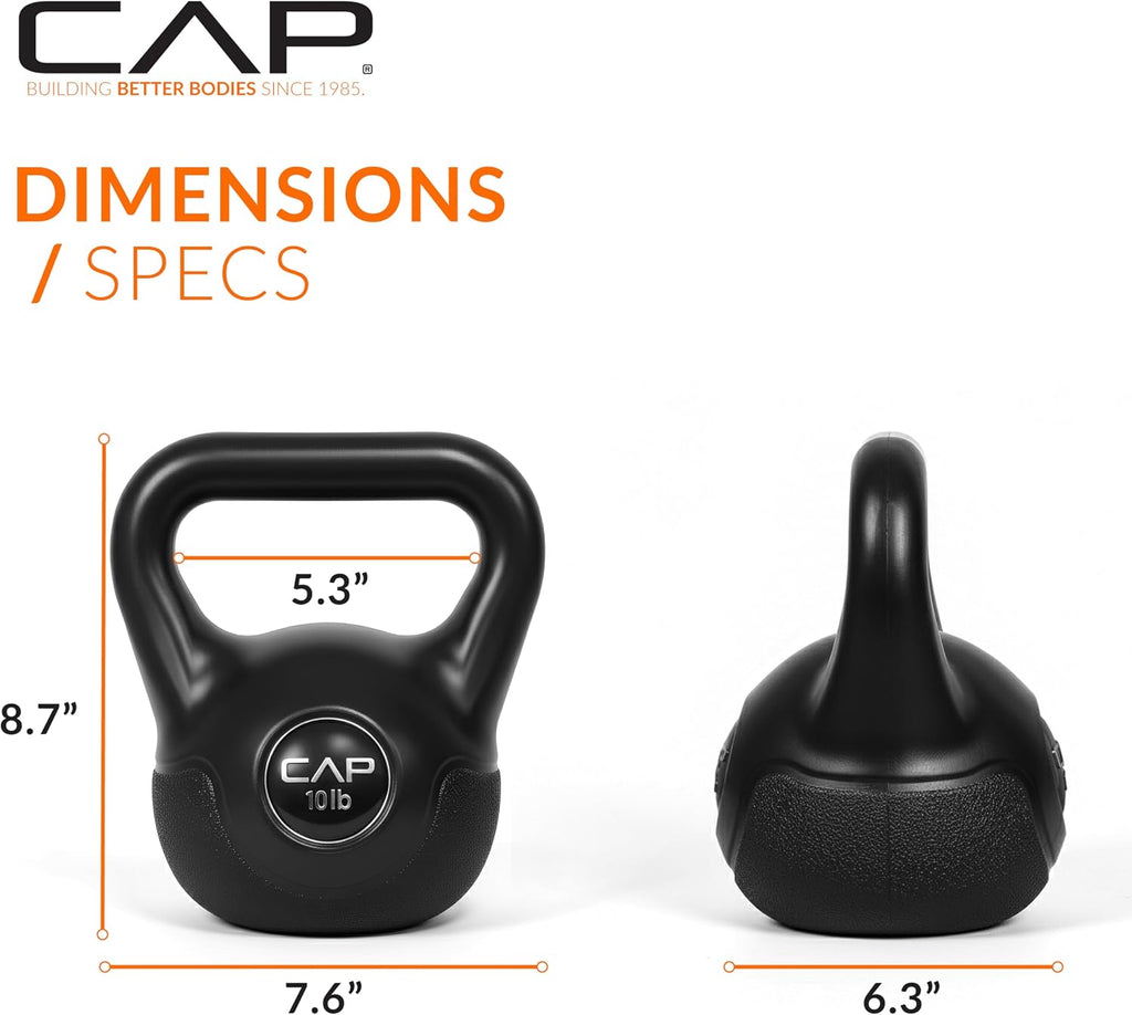 Barbell 45 LB Cement Kettlebell Set – 10 lb, 15 lb & 20 lb Vinyl-Coated Kettlebells for Strength Training, Cardio