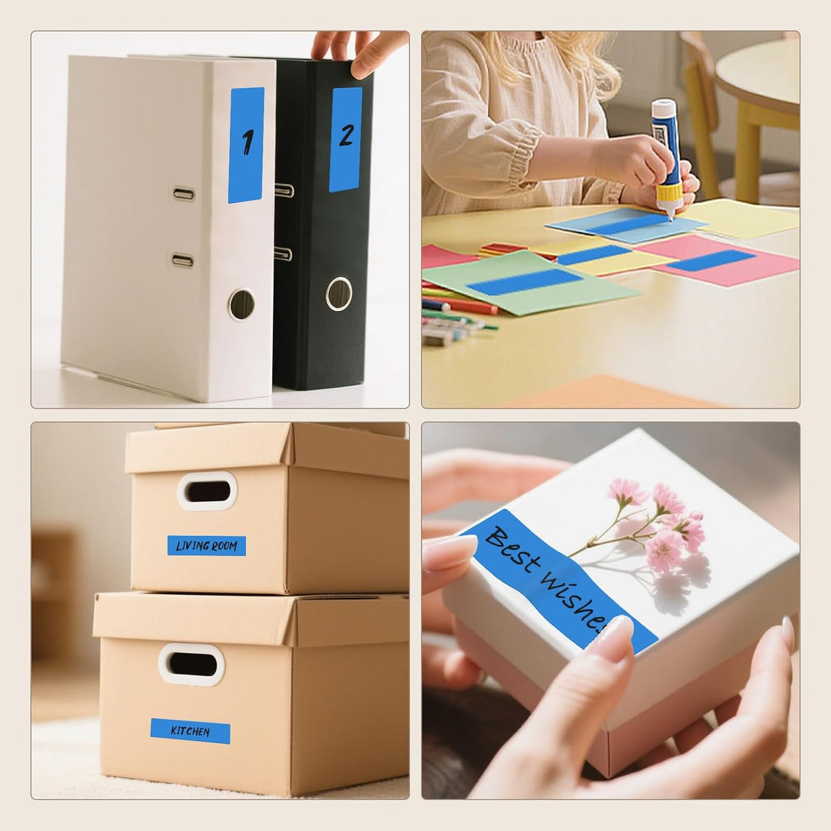 Blue Rectangle Labels 3" x 1" Color Coding Stickers Roll 1000 Pcs