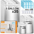 100-Pack Mylar Bags with 400cc Oxygen Absorbers for Food Storage | 11.8 Mil Heavy Duty, 3 Sizes (1 Gallon, 1 Quart