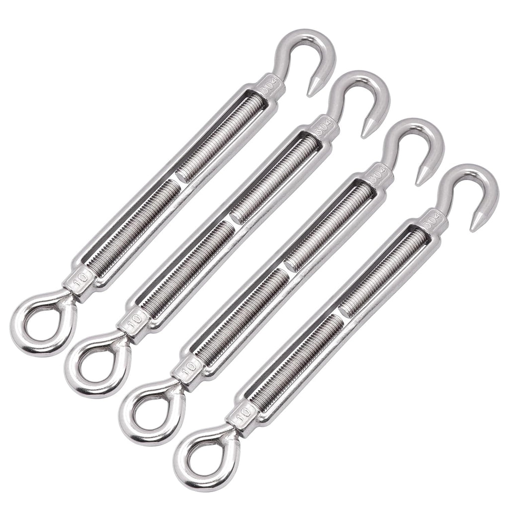 3/8 Inch Turnbuckle Hook & Eye M10 Turnbuckles for Wire Rope Tension, 304 Stainless Steel (M10)
