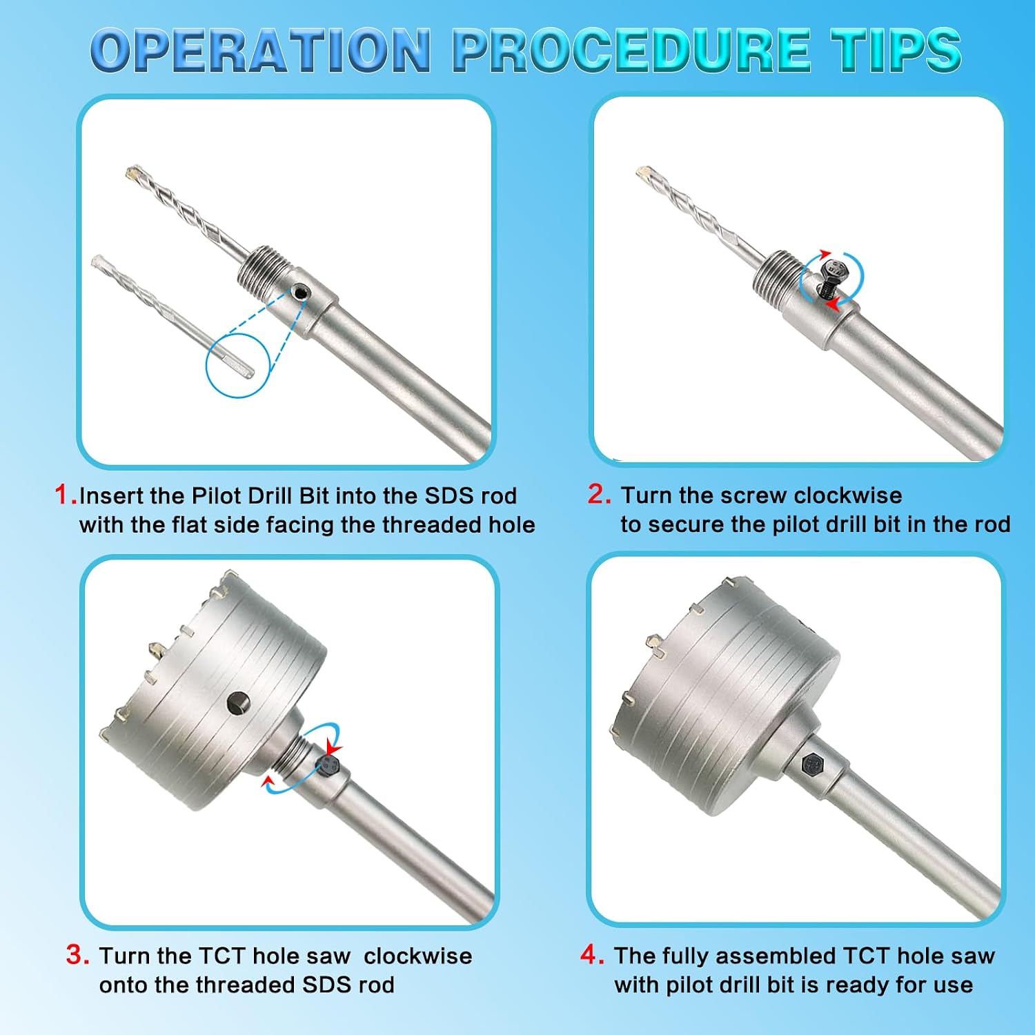 4" Concrete Hole Saw, 102mm Tungsten Steel Core Bit for Cinder Block, Brick, Rock, Plank Walls for Pipes or mini