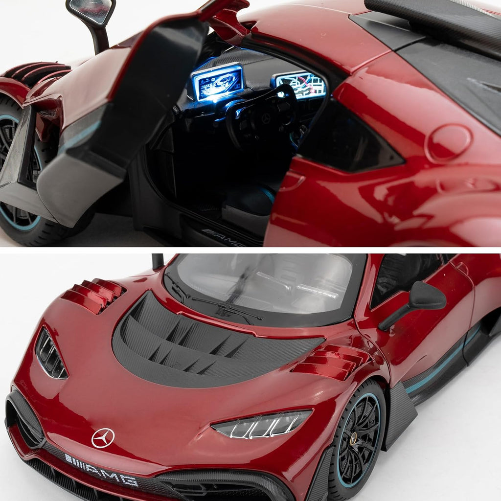 1/18 AMG ONE Die-cast Model Car, Collectible Alloy Model with Sound and Light Function and Pullback Function, Red