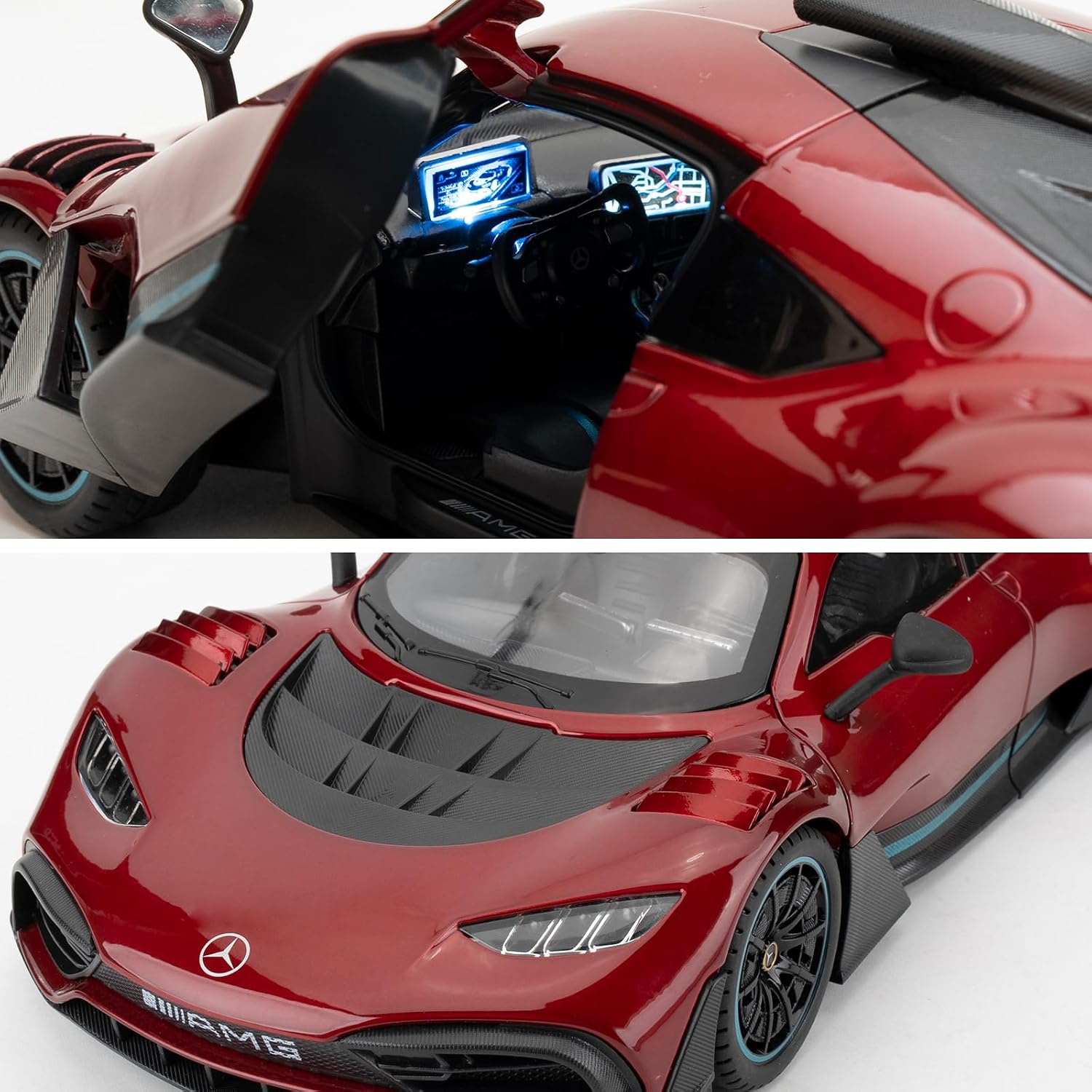 1/18 AMG ONE Die-cast Model Car, Collectible Alloy Model with Sound and Light Function and Pullback Function, Red