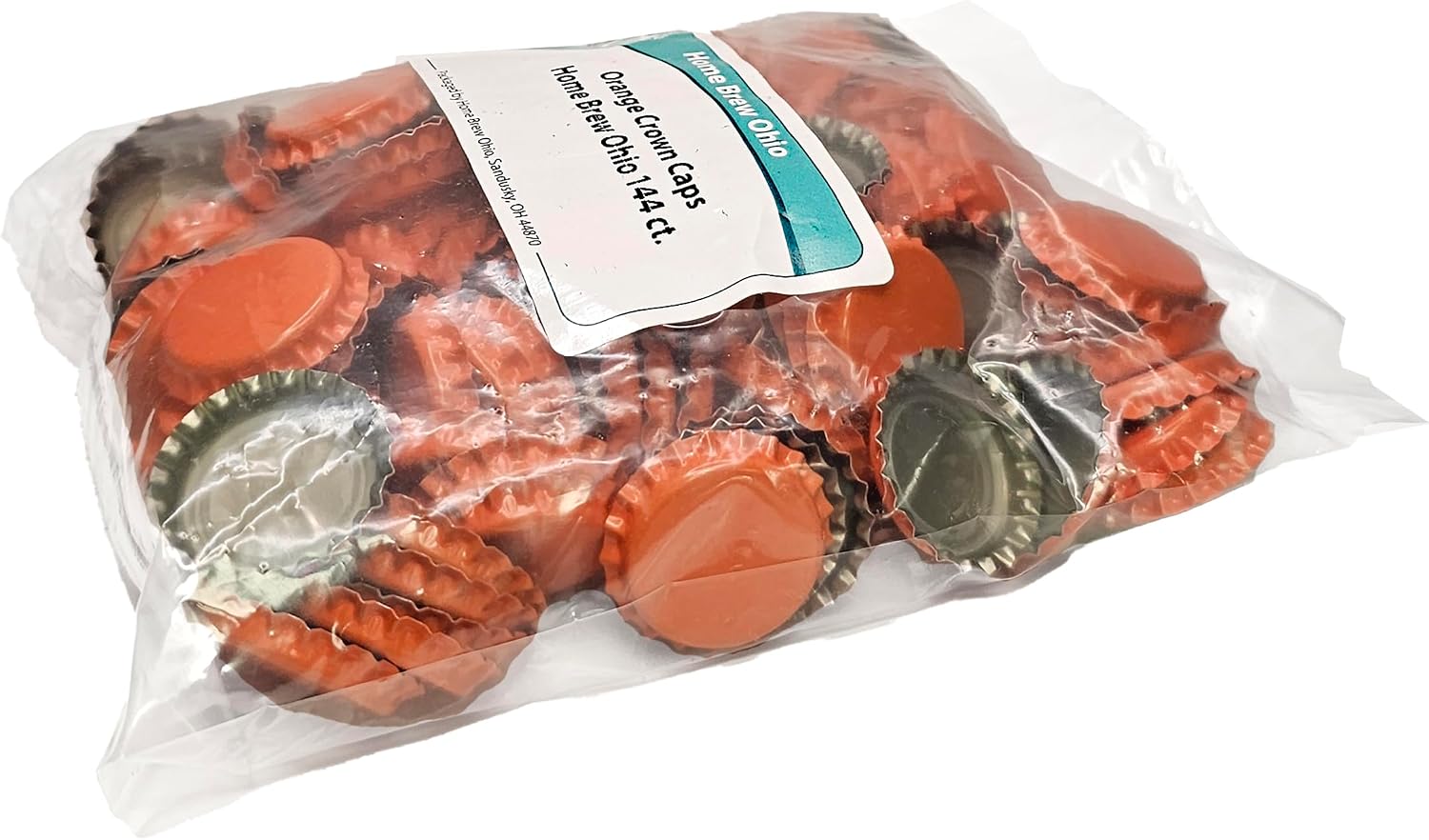 144 Oxygen Absorbing Beer Bottle Caps | 26mm Pry-Off Orange Standard Homebrew Bottle Tops for Glass Bottles |