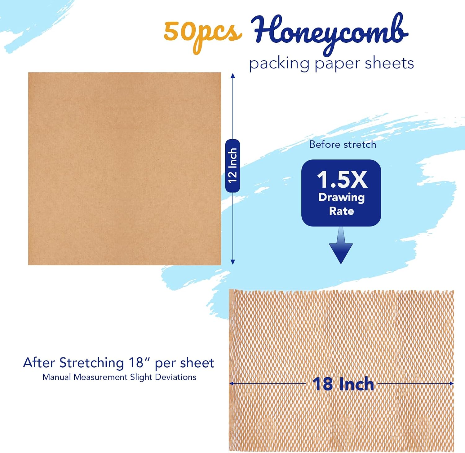 12 x 12" Honeycomb Packing Paper Sheets for moving 50 Pcs | Wrapping Papers for Bubble Cushioning Wrap and Shipping