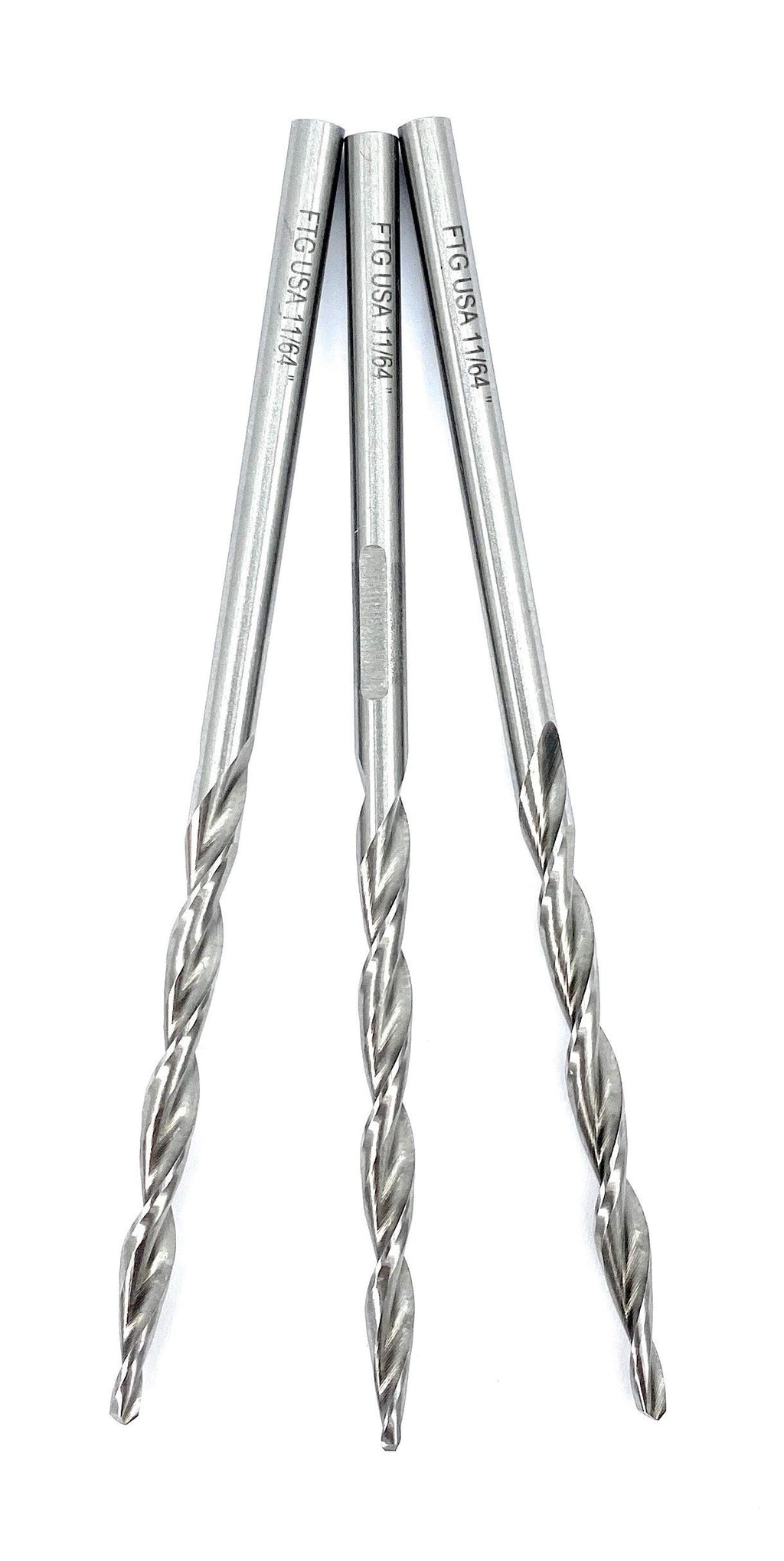 FTG USA 3 Pc #8 11/64" Replacement Tapered Drill Bit Only All Same Size Set