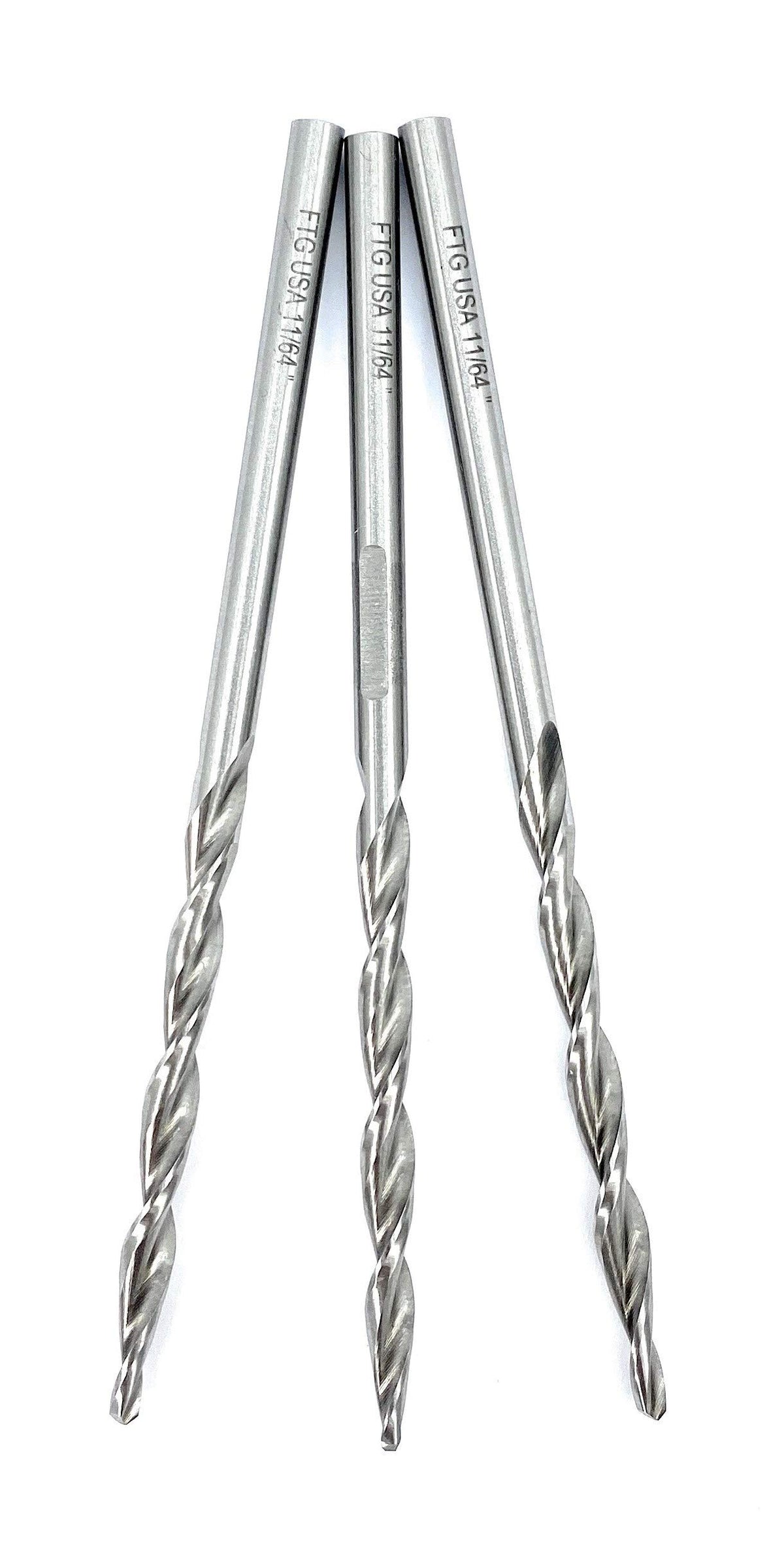 FTG USA 3 Pc #8 11/64" Replacement Tapered Drill Bit Only All Same Size Set