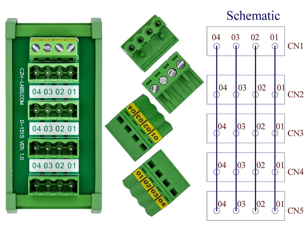 Slim DIN Rail Mount 10A/300V Pluggable Screw Terminal Block Distribution Module (5x4 Position)