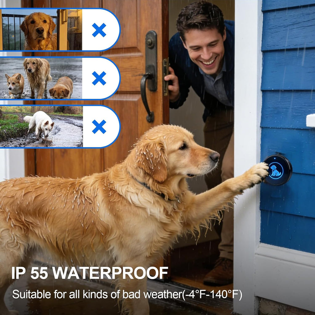 Dog Door Bell for Potty Training, Wireless Dog Doorbells to Go Outside, 1000 Feet Long Range, IP65 Waterproof, 60
