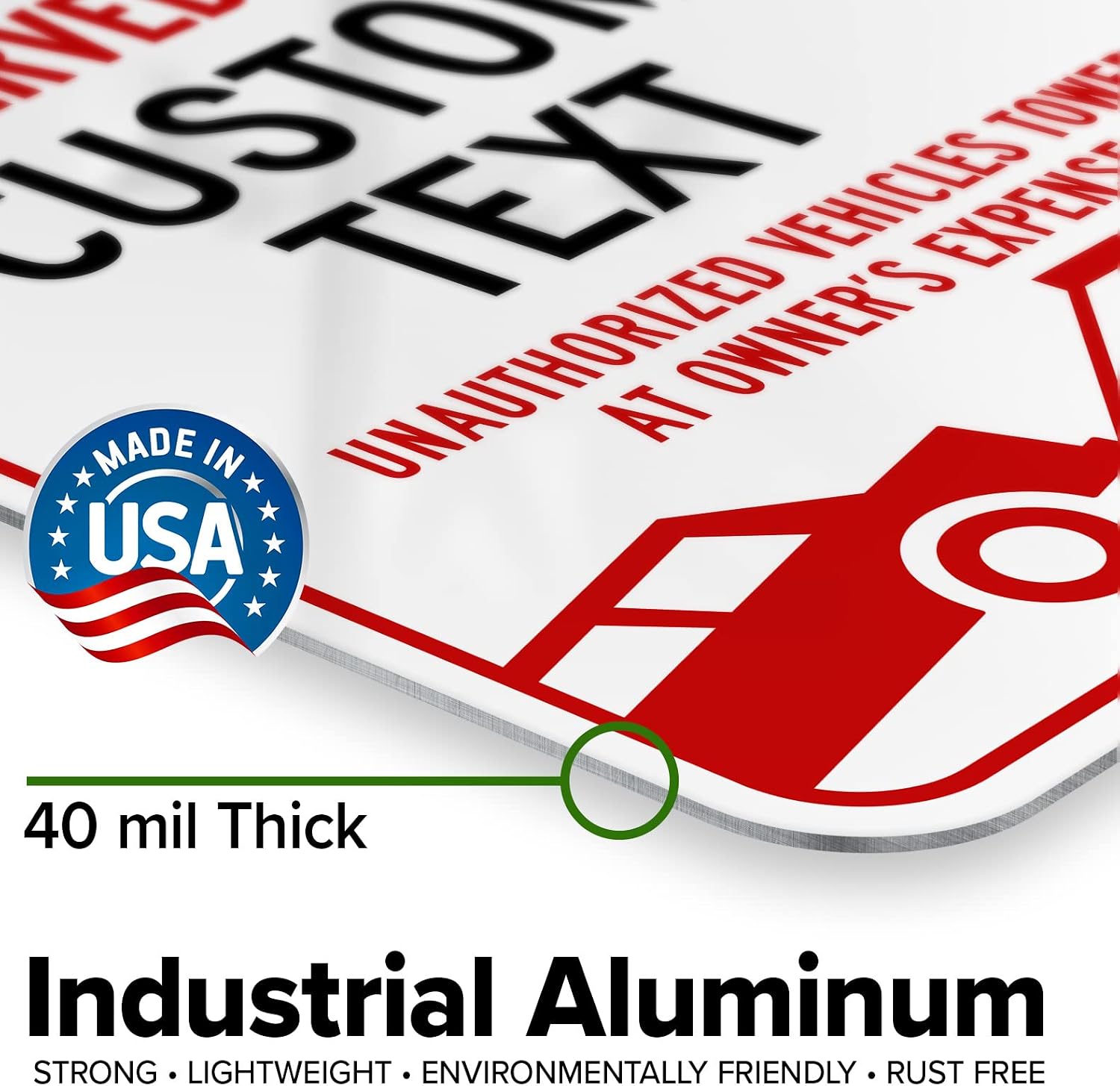 Custom No Parking Sign, Custom Reserved Parking Signs for Business, 10x14 Inches, Rust Free .040 Aluminum, Fade