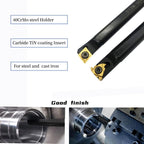 12pcs 1/2in Shank Indexable Boring Bars Turning Tool Holder S12M-SCLCR09 SNL0013M16 with Indexable Carbide Turning Insert CCMT32.51 and Threading Inserts 16ER AG60