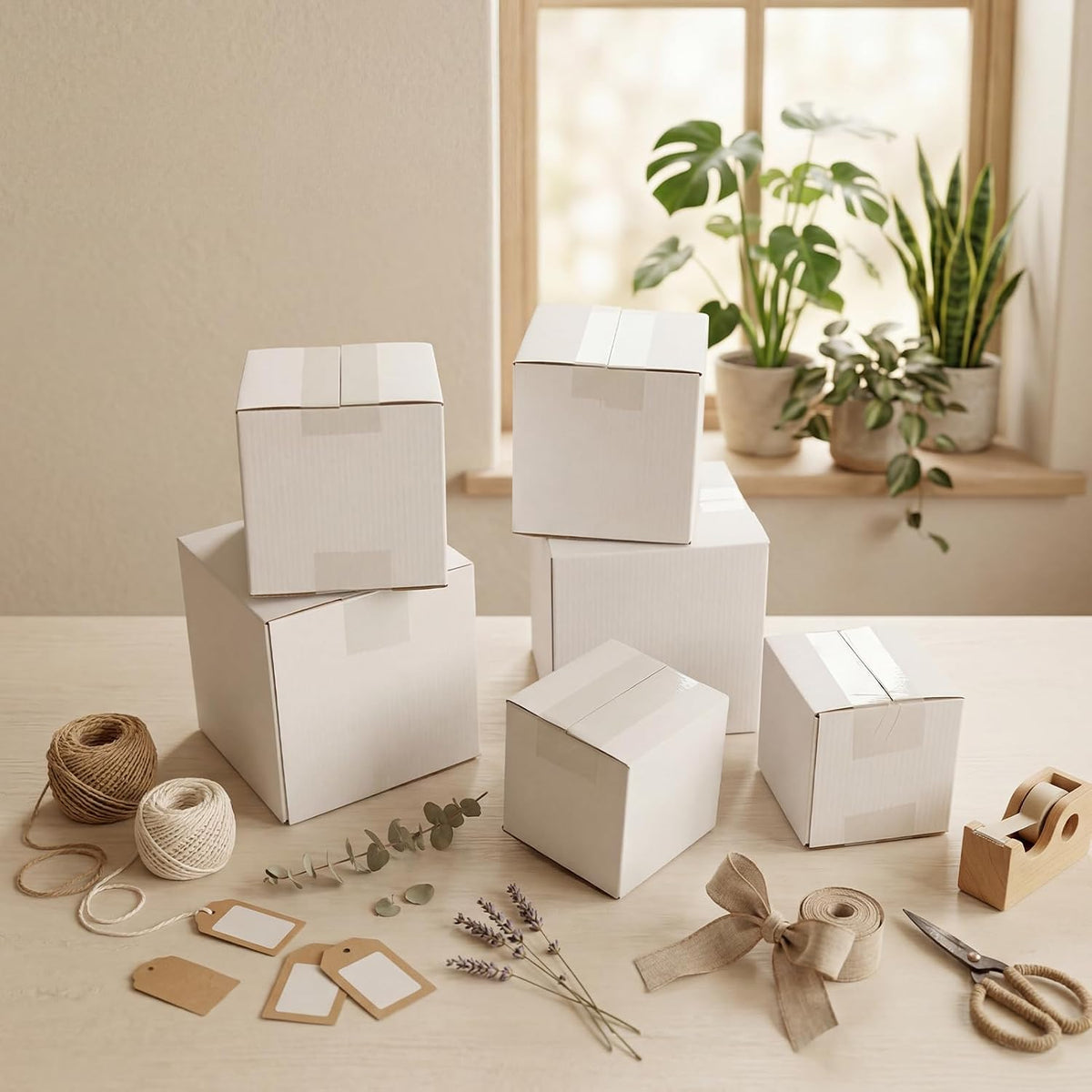 30 Packs White Assorted Sizes Shipping Boxes of 6x6x6, 5x5x5, 4x4x4
