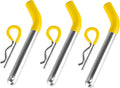 50565 3 Pack Trailer Hitch Pin & Clip with Rubber-Coated Vinyl Yellow Grip, 5/8" Diameter, Fits 2" Receiver