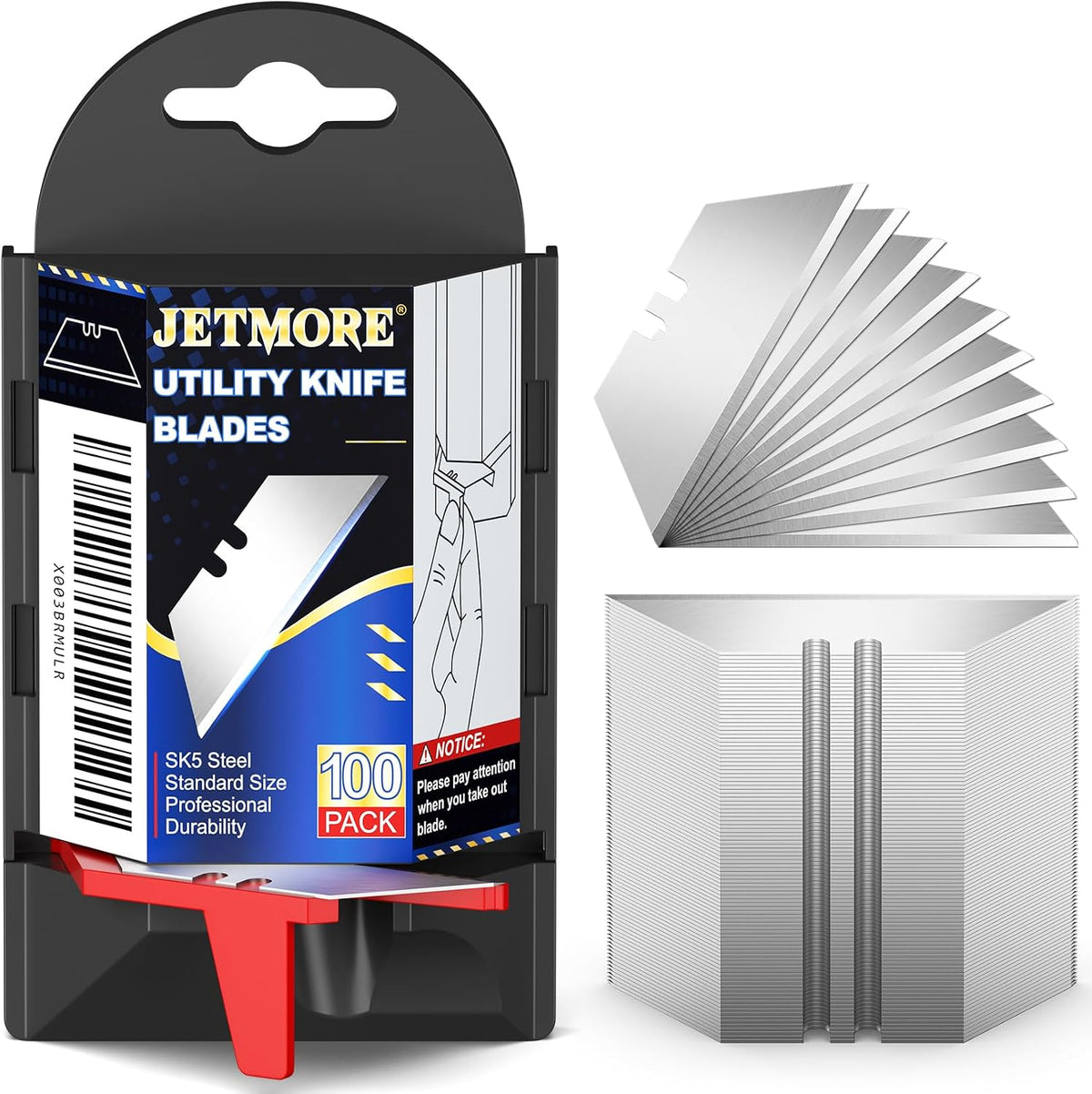 100 Pack Utility Knife Blades, Knife Blades, SK5 Razor Blades