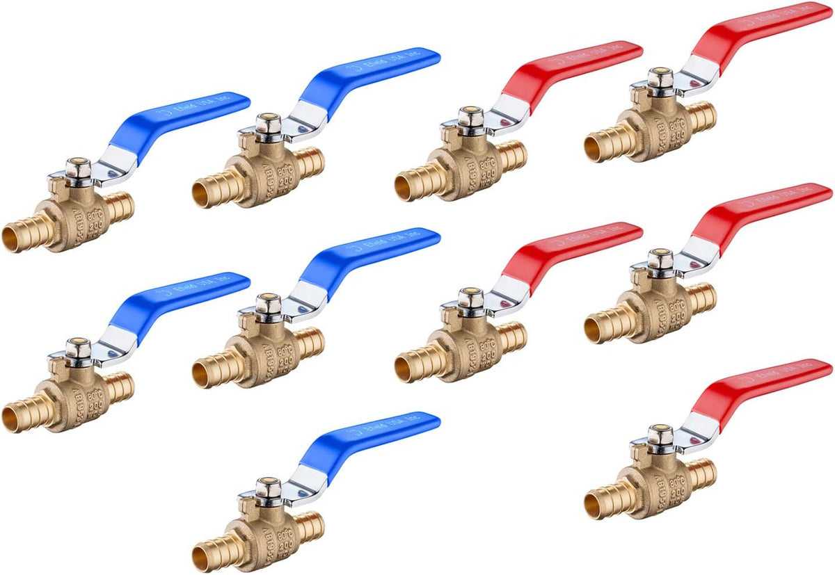 10Pcs EFIELD 3/4" PEX Barb Crimp Brass Ball Valve(VALVE013-10)