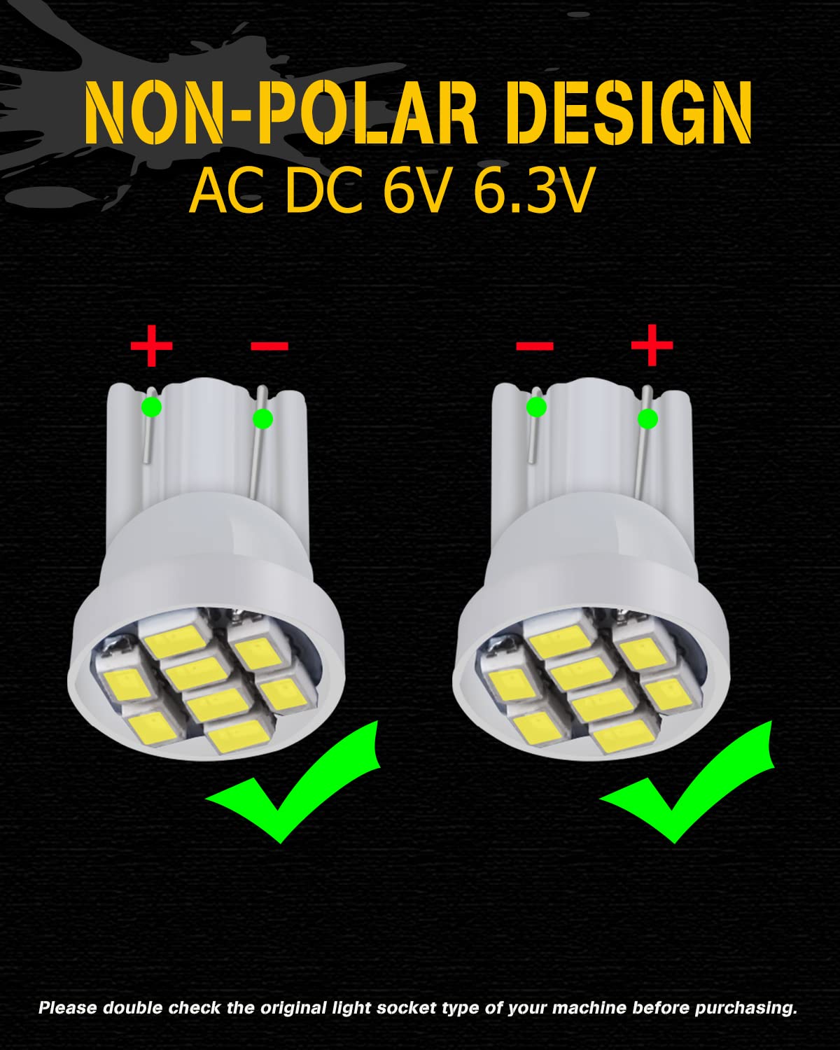 555 Arcade Pinball Led Bulbs White Non-Polar AC DC 6V 6.3V