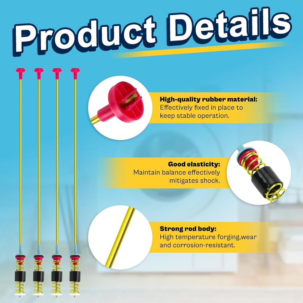 WA52J8700AP/A2 DC97-18610F DC97-18610A Suspension Rods Kit - Fit for Samsung WA52J8060AW/A2 WA52M7750AW/A4 WA54M8750AW WA52M8650AW WA52J8700AW WA50K8600AV WA50M7450AP Washer Suspension Rods