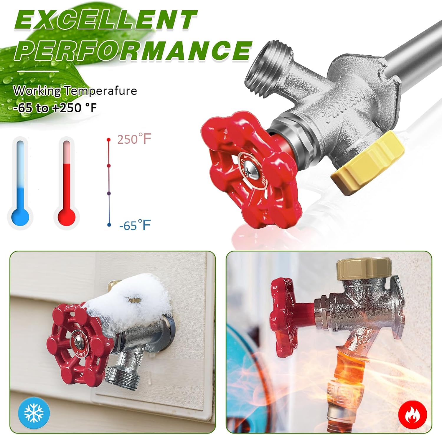 12 Inch Anti-Siphon Frost Free Sillcock Valve Multiturn 1/2 Inch NPT, 3/4 Inch Hose Bibb, Brass Body,Brass Valve 12