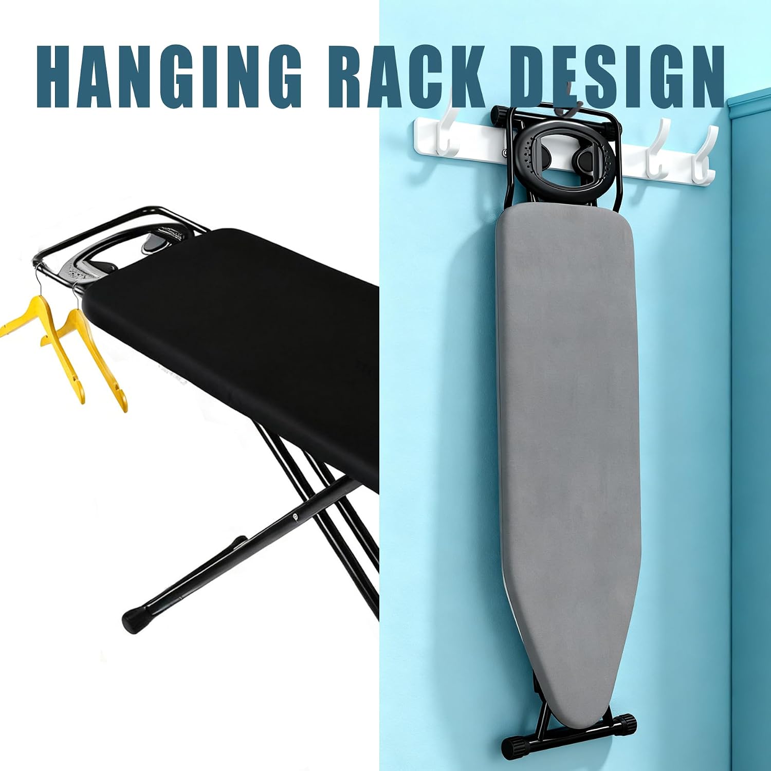 Ironing Board Full Size, Heat Resistant Cover Iron Board with Steam Rest, Ultra Thick Padding, Height Adjustable