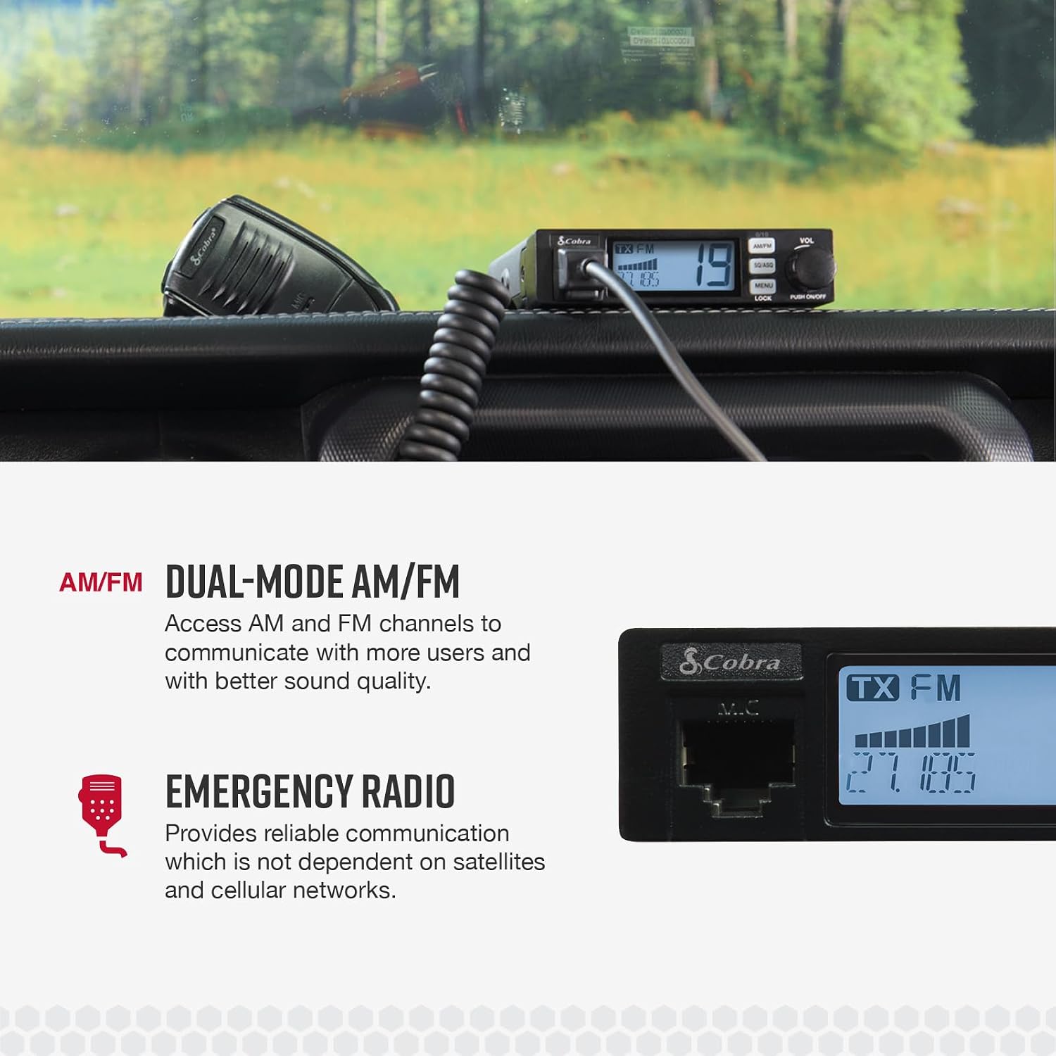 19 MINI AM/FM Recreational CB Radio, Dual-Mode AM/FM, 40 Channels | Travel Essentials, Time Out Timer, VOX, Auto
